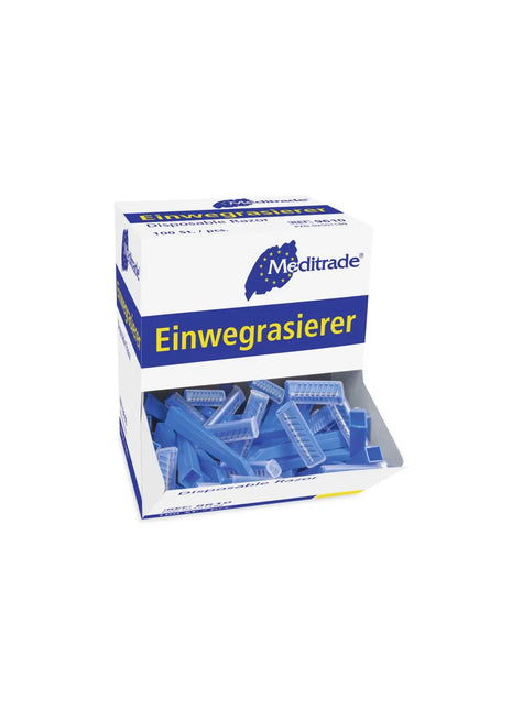 Einwegrasierer, blau, 100 Stück Meditrade