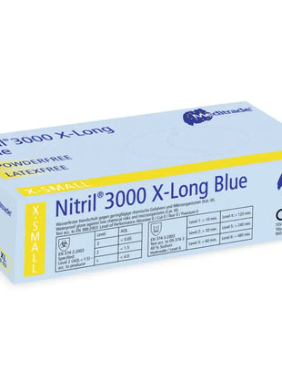 Nitril® 3000 X-Long Blue Untersuchungshandschuh aus Nitril Meditrade
