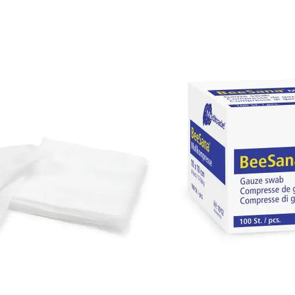 BeeSana® Mullkompresse, ohne RöKo, 12-fach, unsteril, 7,5 x 7,5 cm, zu 10 Stk vorgezählt - A+M Care
